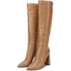 imageJuliet Holy Womens Pointed Toe Kneehigh Boot Wide Calf Chunky Block Side Zipper Gogo BootsDark Brown