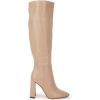 imageJuliet Holy Womens Pointed Toe Kneehigh Boot Wide Calf Chunky Block Side Zipper Gogo BootsKhaki