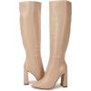 imageJuliet Holy Womens Pointed Toe Kneehigh Boot Wide Calf Chunky Block Side Zipper Gogo BootsKhaki