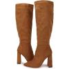 imageJuliet Holy Womens Pointed Toe Kneehigh Boot Wide Calf Chunky Block Side Zipper Gogo BootsLight Brown