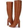 imageJuliet Holy Womens Pointed Toe Kneehigh Boot Wide Calf Chunky Block Side Zipper Gogo BootsOrange Brown