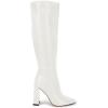 imageJuliet Holy Womens Pointed Toe Kneehigh Boot Wide Calf Chunky Block Side Zipper Gogo BootsWhite