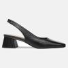 imageJuliet Holy Womens Slingback Low Chunky Heels Pumps Closed Square Toe Block Heel Slip On Party Dress Work ShoesBlack