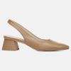 imageJuliet Holy Womens Slingback Low Chunky Heels Pumps Closed Square Toe Block Heel Slip On Party Dress Work ShoesBrown