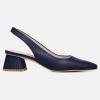 imageJuliet Holy Womens Slingback Low Chunky Heels Pumps Closed Square Toe Block Heel Slip On Party Dress Work ShoesNavy Blue