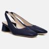 imageJuliet Holy Womens Slingback Low Chunky Heels Pumps Closed Square Toe Block Heel Slip On Party Dress Work ShoesNavy Blue