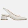 imageJuliet Holy Womens Slingback Low Chunky Heels Pumps Closed Square Toe Block Heel Slip On Party Dress Work ShoesWhite