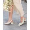 imageJuliet Holy Womens Slingback Low Chunky Heels Pumps Closed Square Toe Block Heel Slip On Party Dress Work ShoesWhite