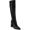 imageJuliet Holy Womens Pointed Toe Kneehigh Boot Wide Calf Chunky Block Side Zipper Gogo BootsBlack