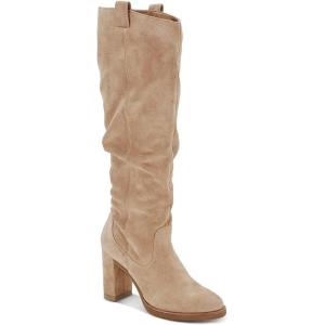 imageJuliet Holy Womens Knee High Boots Chunky Block Heel Wide Calf Round Toe Side Zipper Fashion Dress BootKhaki