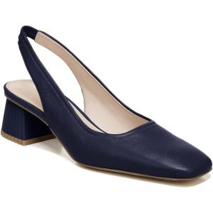 imageJuliet Holy Womens Slingback Low Chunky Heels Pumps Closed Square Toe Block Heel Slip On Party Dress Work ShoesNavy Blue