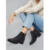 imageJuliet Holy Womens Chelsea Ankle Boots Chunky Stacked Low Heel Slip on Side Zipper Fall Western BootiesBlack