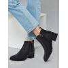 imageJuliet Holy Womens Chelsea Ankle Boots Chunky Stacked Low Heel Slip on Side Zipper Fall Western BootiesBlack