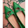 imageJuliet Holy Womens Kitten Heels Pointed Toe Pumps Slip On Buckle Strap Low Heel Comfort Wedding Dress ShoesGreen