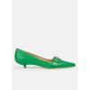 imageJuliet Holy Womens Kitten Heels Pointed Toe Pumps Slip On Buckle Strap Low Heel Comfort Wedding Dress ShoesGreen