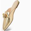 imageJuliet Holy Womens Mules Flats Pointed Toe Backless Loafers Slip on Metal Chain SlidesGold