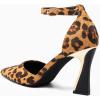 imageJuliet Holy Womens Pumps Point Closed Toe Heels Buckle Ankle Strap DOrsay Heeled SandalsLeopard