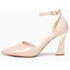 imageJuliet Holy Womens Pumps Point Closed Toe Heels Buckle Ankle Strap DOrsay Heeled SandalsNude