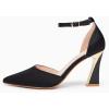 imageJuliet Holy Womens Pumps Point Closed Toe Heels Buckle Ankle Strap DOrsay Heeled SandalsSatin Black