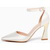 imageJuliet Holy Womens Pumps Point Closed Toe Heels Buckle Ankle Strap DOrsay Heeled SandalsSatin White