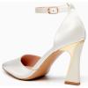 imageJuliet Holy Womens Pumps Point Closed Toe Heels Buckle Ankle Strap DOrsay Heeled SandalsSatin White