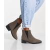 imageJuliet Holy Womens Chelsea Boots Fashion Winter Pointed Toe Chunky Stacked Low Heel Slip On Ankle BootiesTaupe