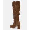 imageJuliet Holy Womens Knee High Boots Chunky Block Heel Wide Calf Round Toe Side Zipper Fashion Dress BootCoffeefaux Suede