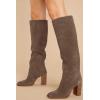 imageJuliet Holy Womens Knee High Boots Chunky High Heel Square Toe Side Zipper Wide Calf BootCoffee