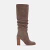 imageJuliet Holy Womens Knee High Boots Chunky High Heel Square Toe Side Zipper Wide Calf BootCoffee