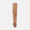 imageJuliet Holy Womens Knee High Boots Chunky High Heel Square Toe Side Zipper Wide Calf BootLight Khaki