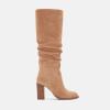 imageJuliet Holy Womens Knee High Boots Chunky High Heel Square Toe Side Zipper Wide Calf BootLight Khaki