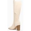 imageJuliet Holy Womens Knee High Boots Stacked Block Heel Wide Calf Closed Pointed Toe Riding BootsBeige