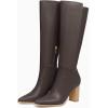 imageJuliet Holy Womens Knee High Boots Stacked Block Heel Wide Calf Closed Pointed Toe Riding BootsCoffee