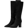 imageJuliet Holy Womens Knee High Boots Stacked Block Heel Wide Calf Closed Pointed Toe Riding BootsCool Black