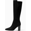 imageJuliet Holy Womens Knee High Boots Stacked Block Heel Wide Calf Closed Pointed Toe Riding BootsCool Black