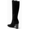 imageJuliet Holy Womens Knee High Boots Stacked Block Heel Wide Calf Closed Pointed Toe Riding BootsCool Black