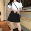 imageJuliet Holy Girls Women High Waisted Pleated Skirt Plain Skater Tennis School Uniform Mini Skirt Lining Shorts Black