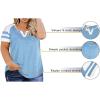 imageJuliet Holy Womens Plus Size Tops Summer V Neck Baseball Raglan T Shirts Pockets Tunics Blouses Blue