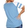 imageJuliet Holy Womens Plus Size Tops Summer V Neck Baseball Raglan T Shirts Pockets Tunics Blouses Blue
