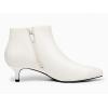 imageJuliet Holy Womens Pointed Toe Ankle Boots Kitten Heels Faux Suede Booties Side Zipper Dress ShoesCream White Pu