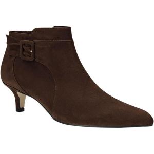 imageJuliet Holy Womens Pointed Toe Ankle Boots Kitten Heels Faux Suede Booties Side Zipper Dress ShoesDark Brown Suede