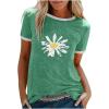 imageWomens Tops Short Sleeve Crewneck Casual Small Daisy Printing Graphic Cotton TShirts