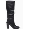 imageJuliet Holy Womens Knee High Boots Chunky High Heel Square Toe Side Zipper Wide Calf BootBlackpu