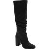 imageJuliet Holy Womens Knee High Boots Chunky High Heel Square Toe Side Zipper Wide Calf BootBlack