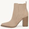 imageJuliet Holy Womens Pointed Toe Chunky Block Heel Boots Slipon Mid Heels Casual Ladies Office Dress Ankle Booties