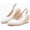 image:imageJuliet Holy Womens Wedge Sandals Espadrilles Closed Toe Slingback Buckle Strap Comfortable Casual Summer Wedges ShoesWhite Pu