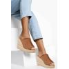 image:imageJuliet Holy Womens Wedge Sandals Peep Toe Denim Slip On Backless Espadrilles Platform Sandal ShoesBrown