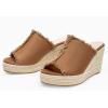 image:imageJuliet Holy Womens Wedge Sandals Peep Toe Denim Slip On Backless Espadrilles Platform Sandal ShoesBrown
