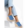 image:imageJuliet Holy Womens Wedge Sandals Peep Toe Denim Slip On Backless Espadrilles Platform Sandal ShoesDenim Blue