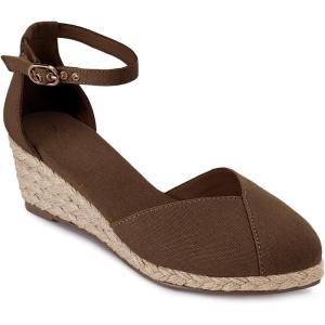 image:imageJuliet Holy Womens Espadrilles Sandals Closed Toe Platform Ankle Strap Casual Summer WedgesStyle 1 Coffee